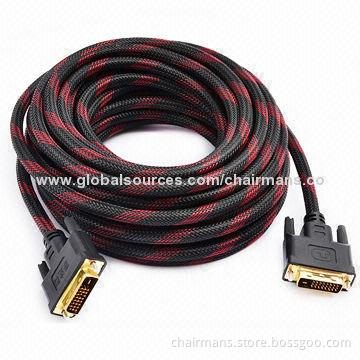 Gold-plated DVI Cable for Computers and TV, 1.5-50m